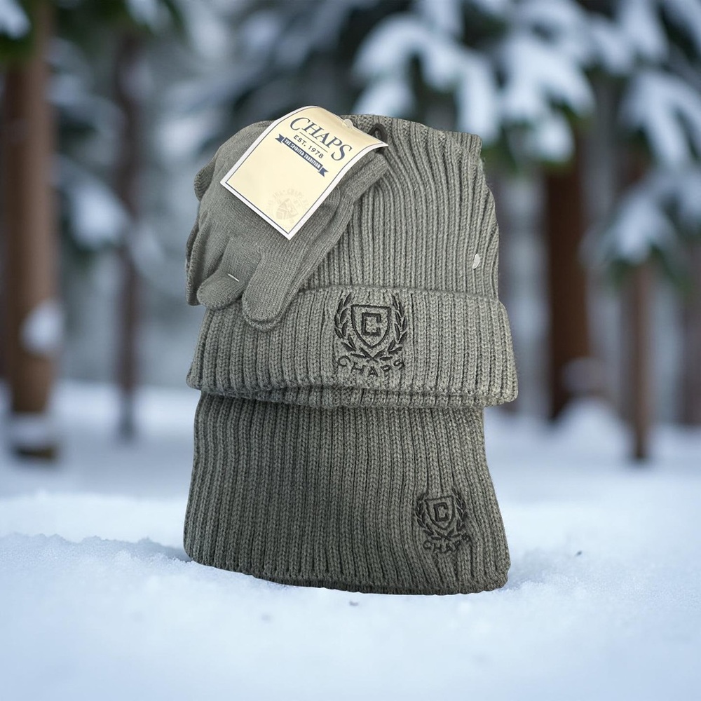 Chaps 3-Piece Fleece Beanie, Glove and Scarf Set